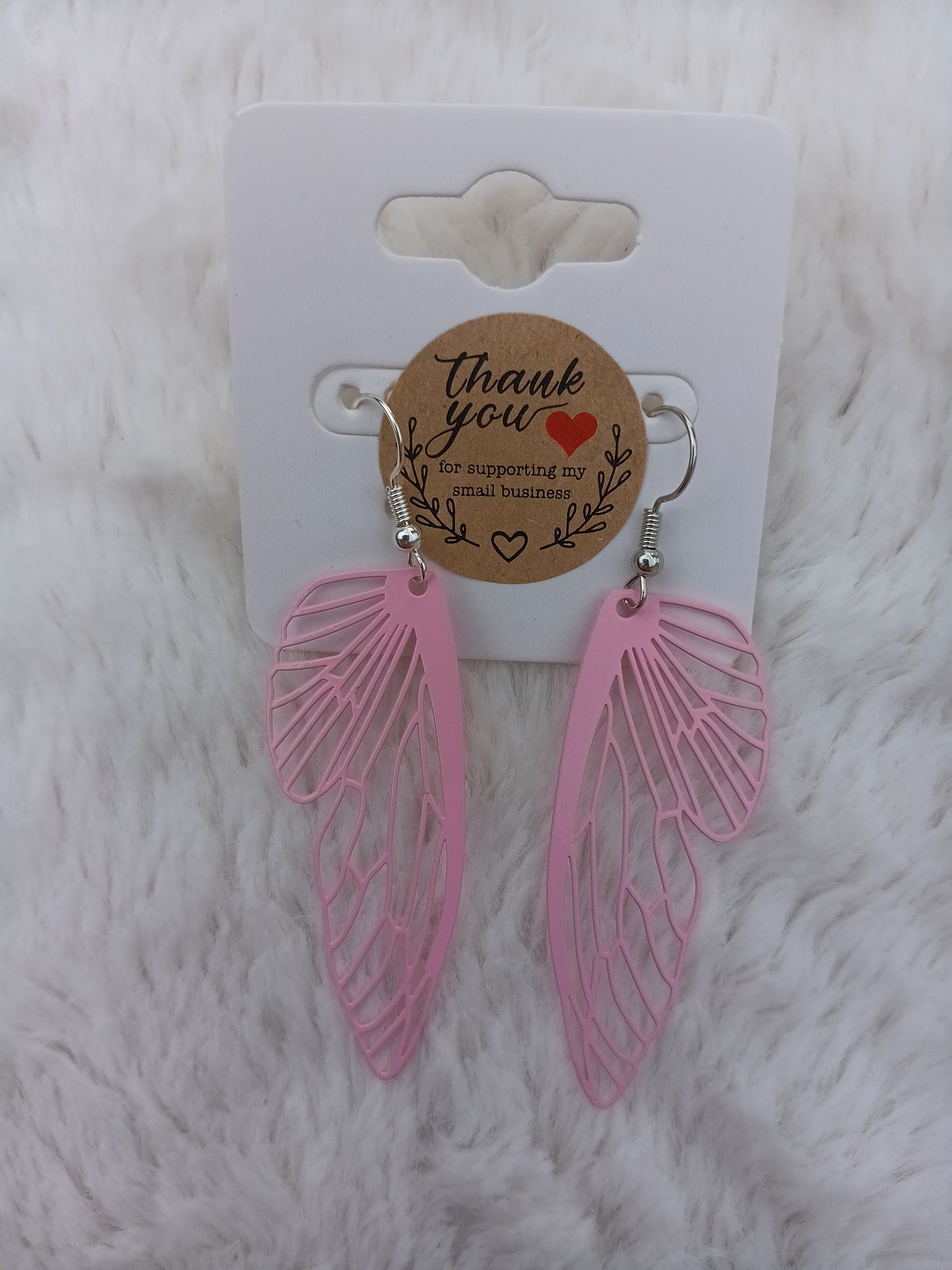 Beautiful light pink Butterfly Wings Handmade Earrings