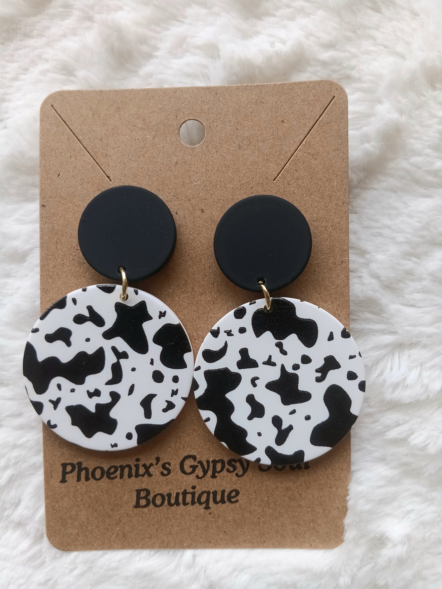 Beautiful Southern Cow Print Round Acrylic stud Earrings