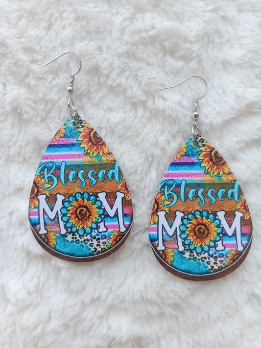 Blessed Mom Colorful Sunflower Earrings