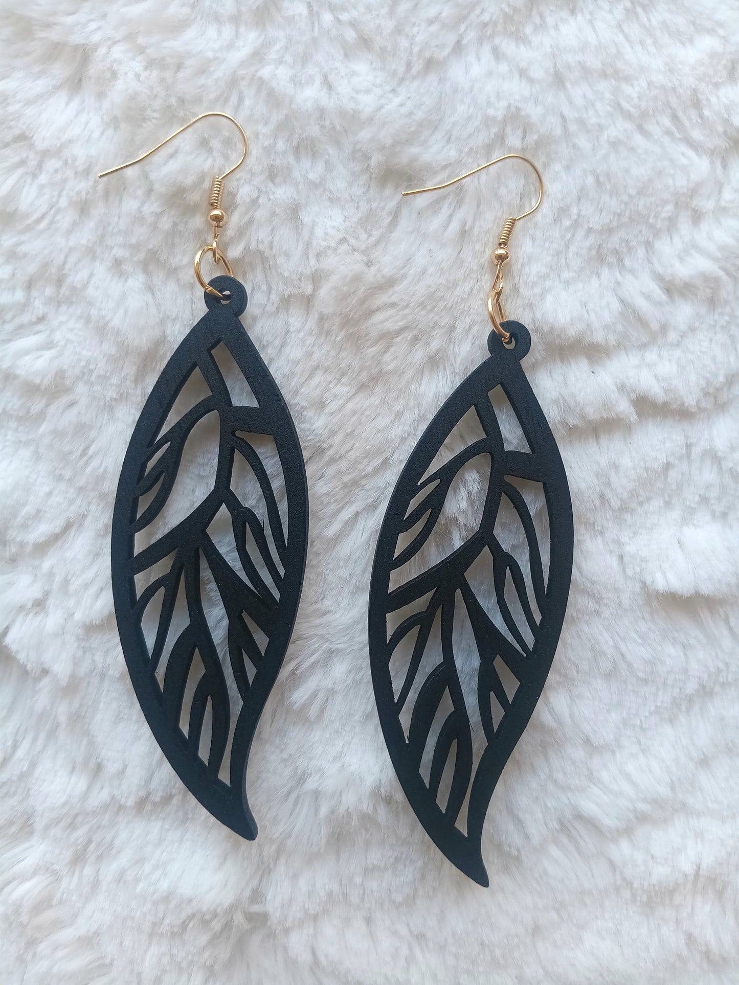 Beautiful Bohemian Wood Carved Leaf Earrings