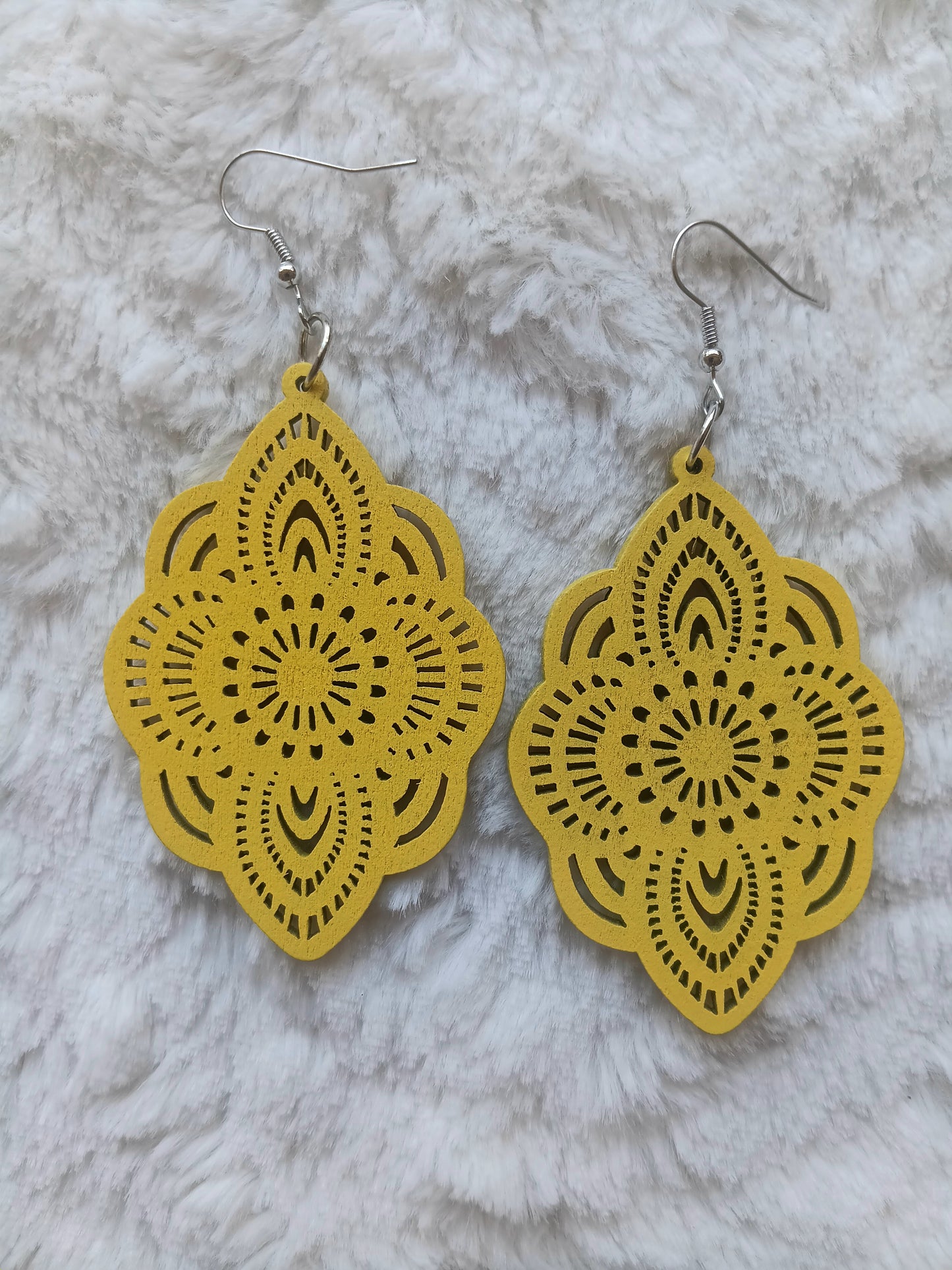 Beautiful Bohemian Wood Carved Earrings