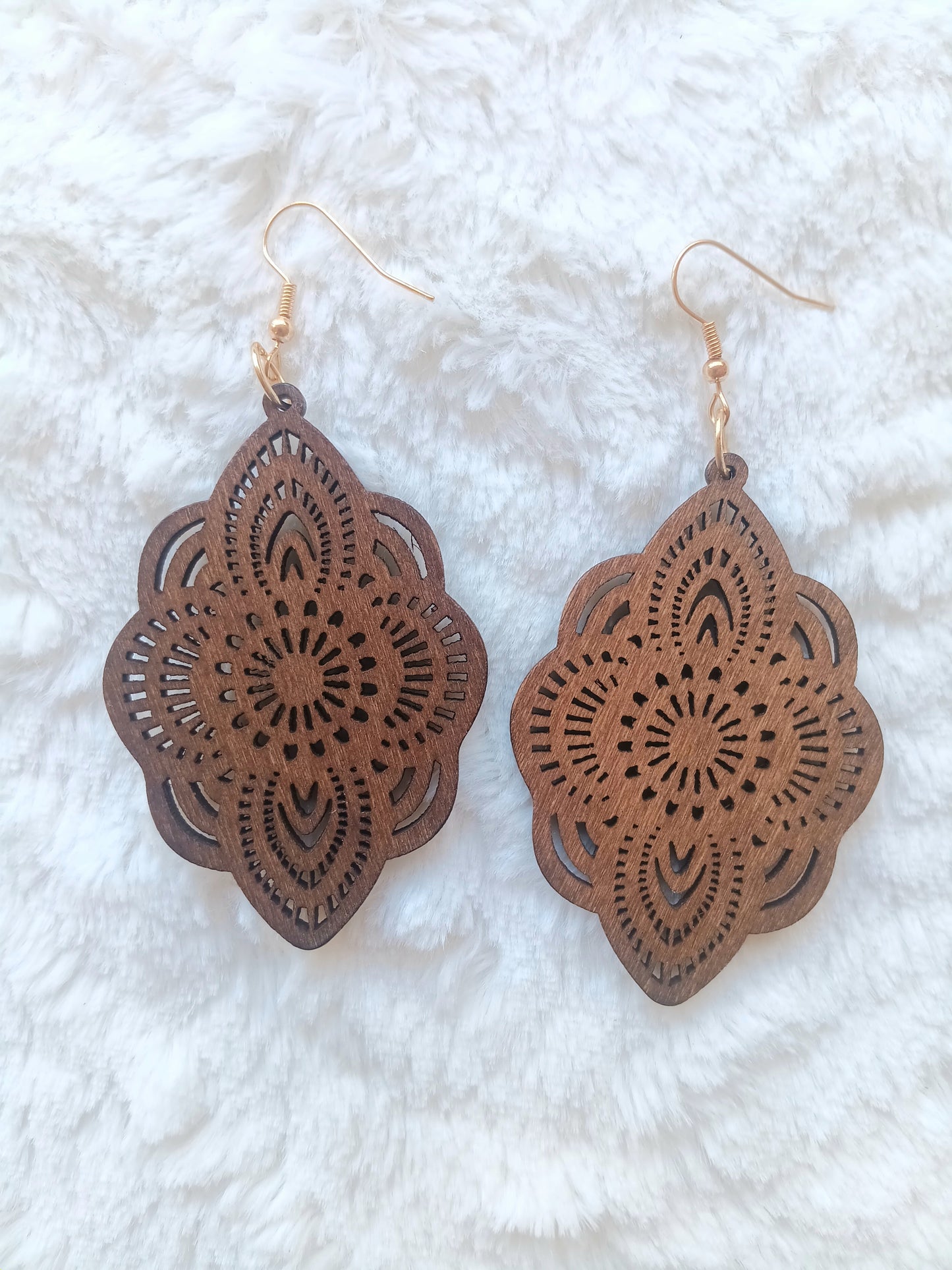 Beautiful Bohemian Wood Carved Earrings