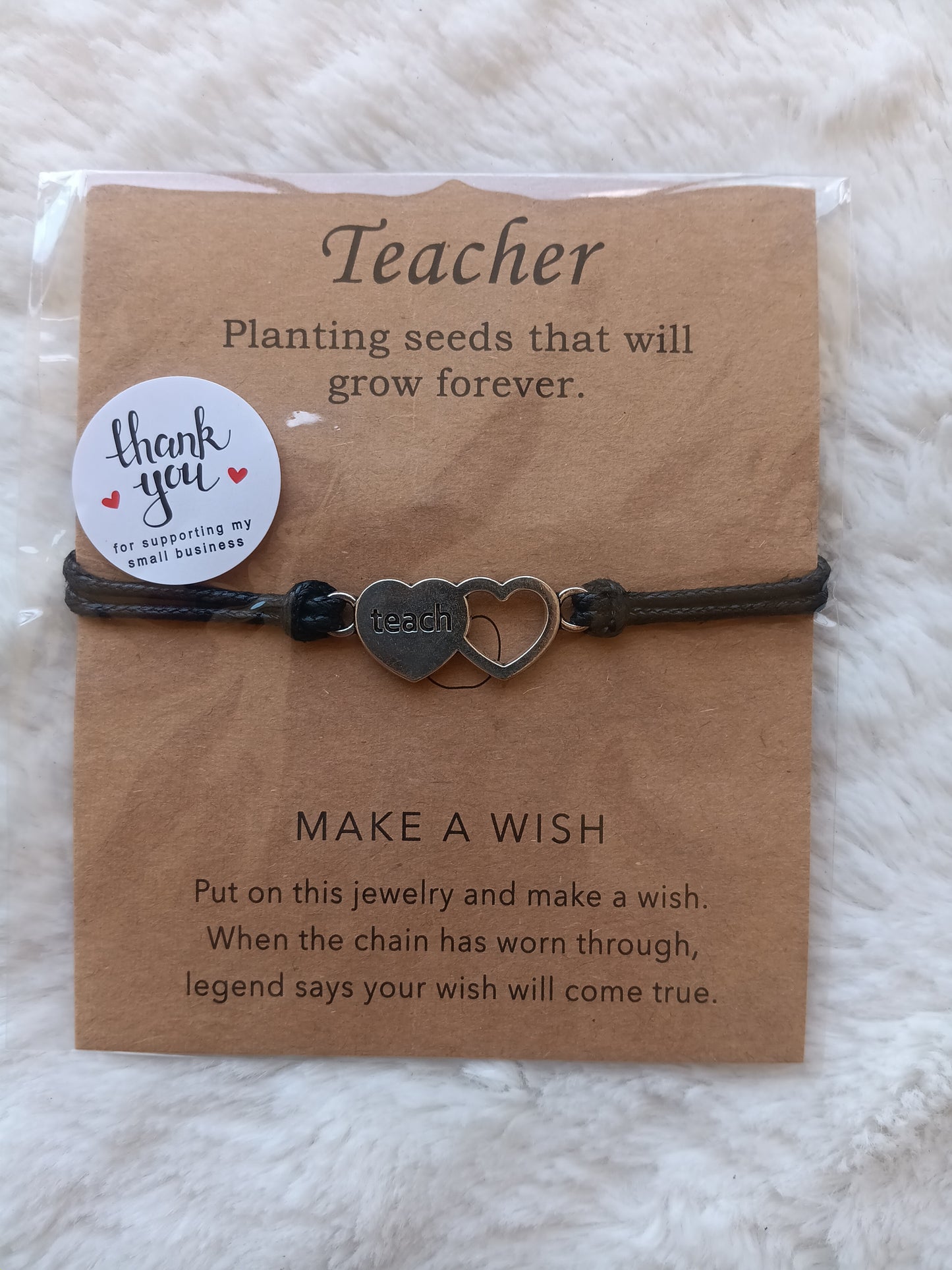 Teacher Reminder Bracelet and Inspirational Card