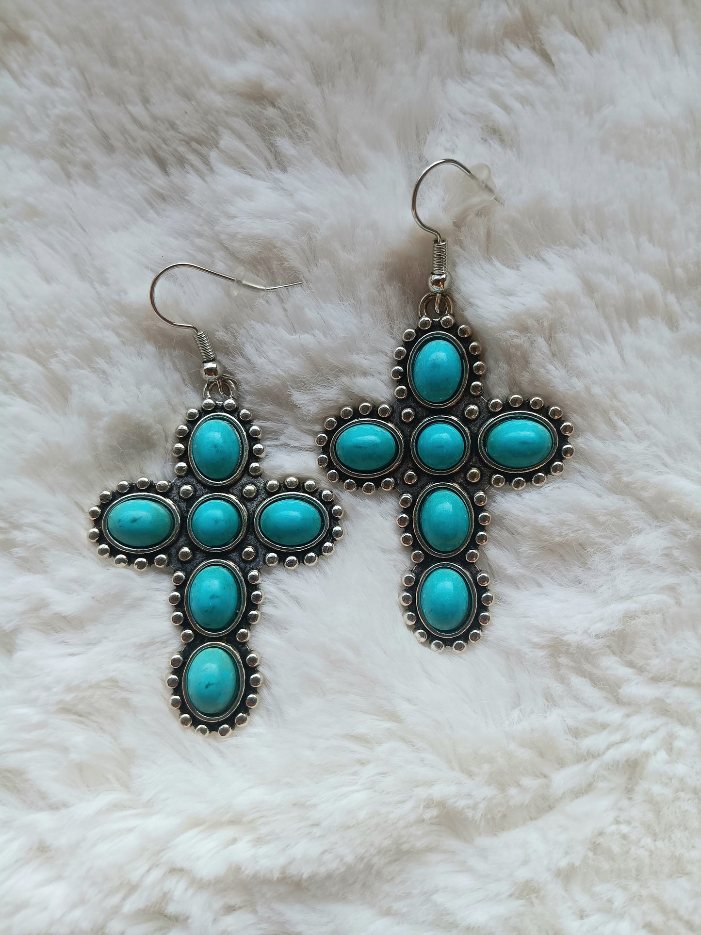 Southern Charm Medium Turquoise Cross Earrings