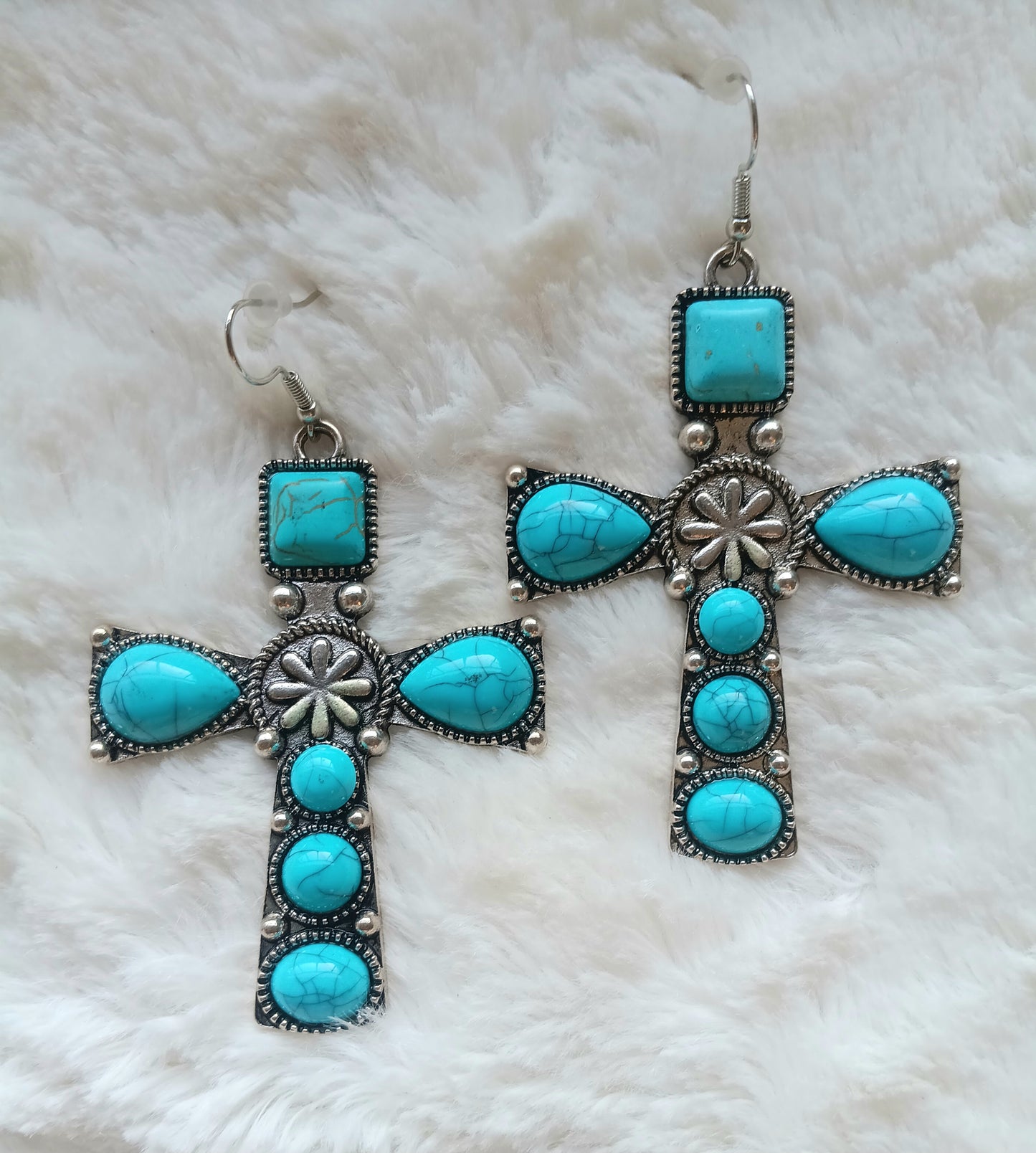 Southern Charm Large Turquoise Cross Earrings