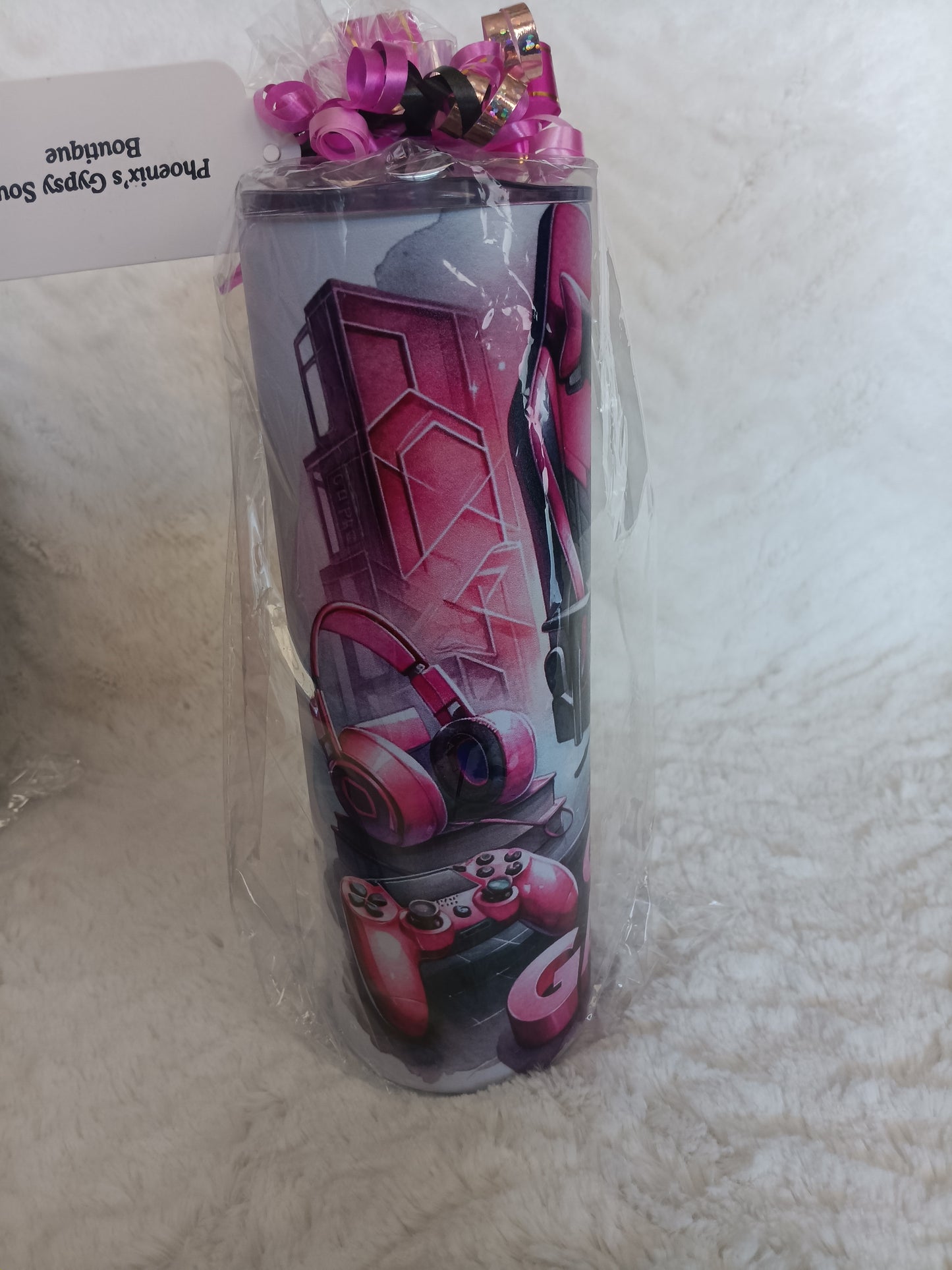 Pink Gamer Girl 20 oz stainless steel skinny Tumbler