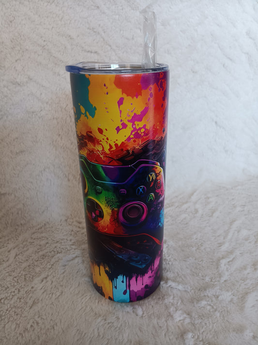 Colorful Gamer 20 oz skinny stainless steel tumbler