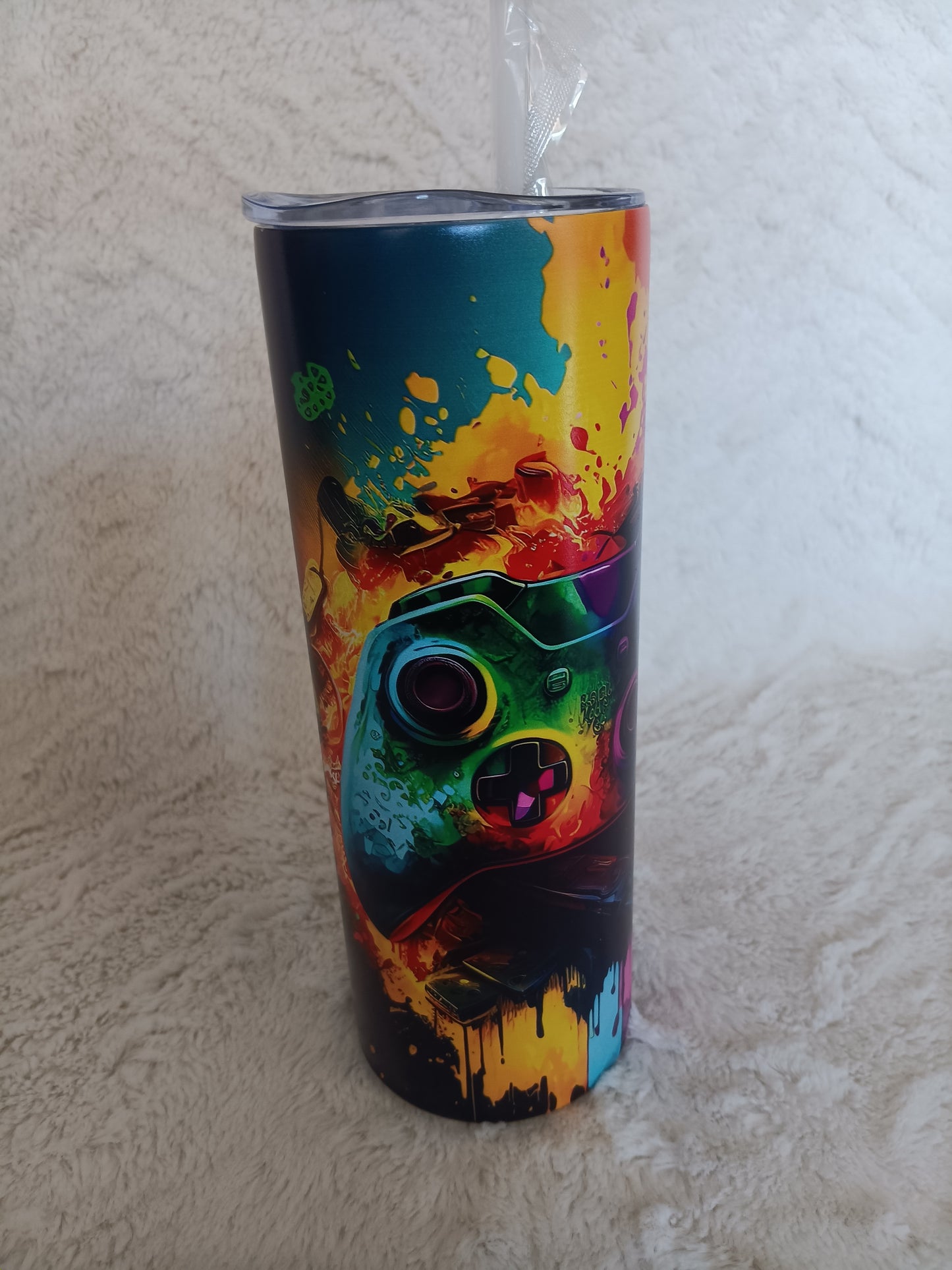 Colorful Gamer 20 oz skinny stainless steel tumbler