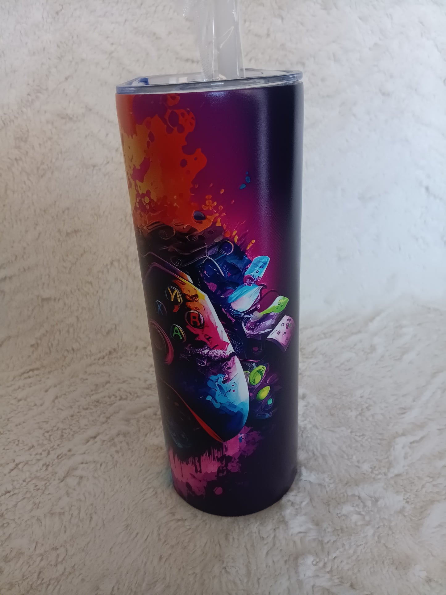 Colorful Gamer 20 oz skinny stainless steel tumbler