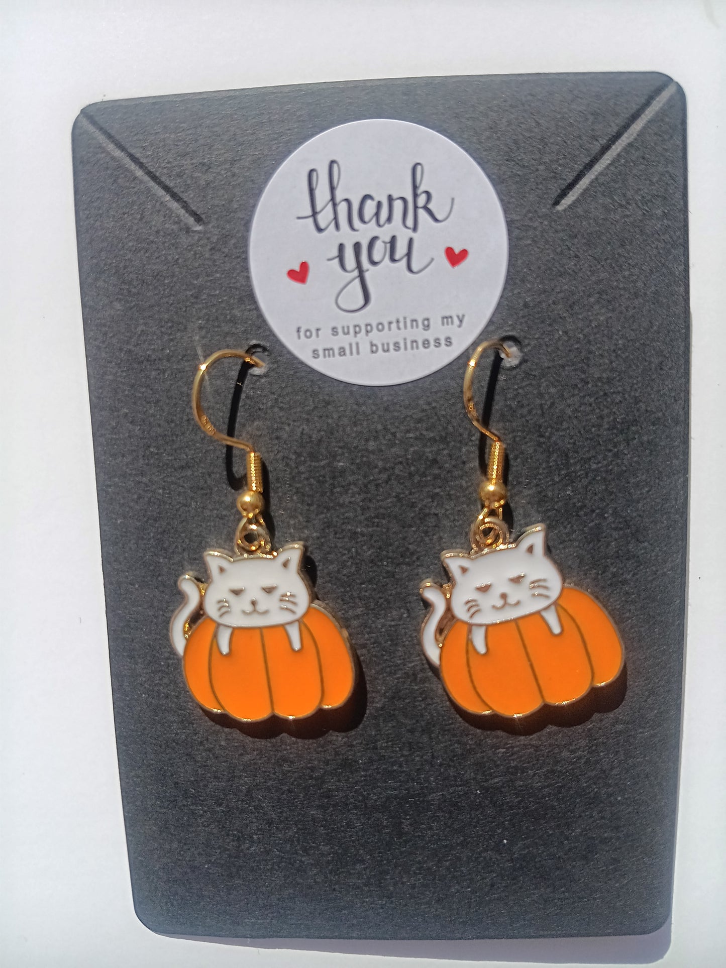 Cute Halloween Cat Pumpkin Earrings