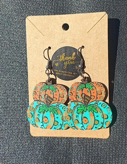 Adorable wooden pumpkin Earrings