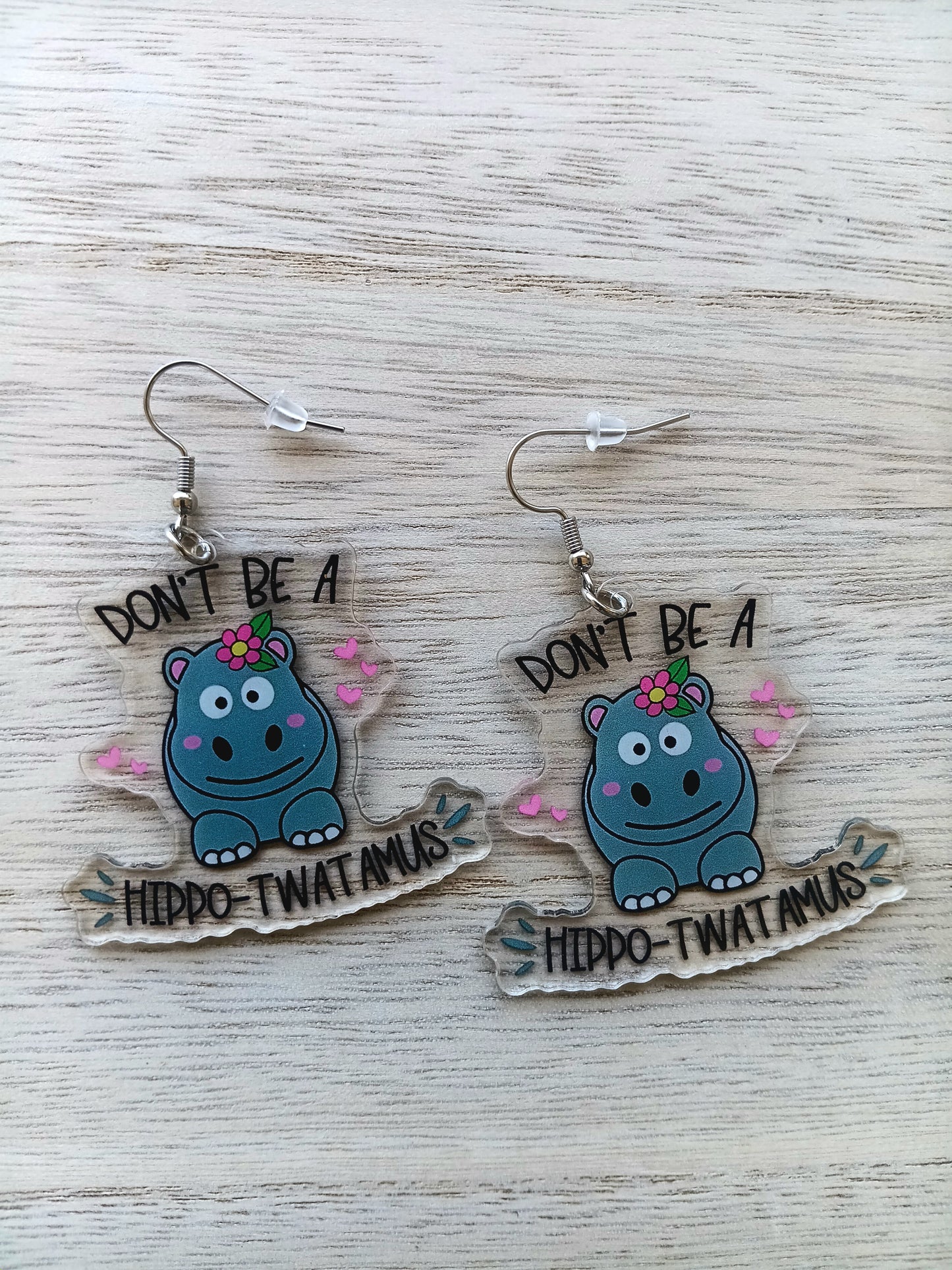 Funny Adult Humor Hippo Acrylic Earrings