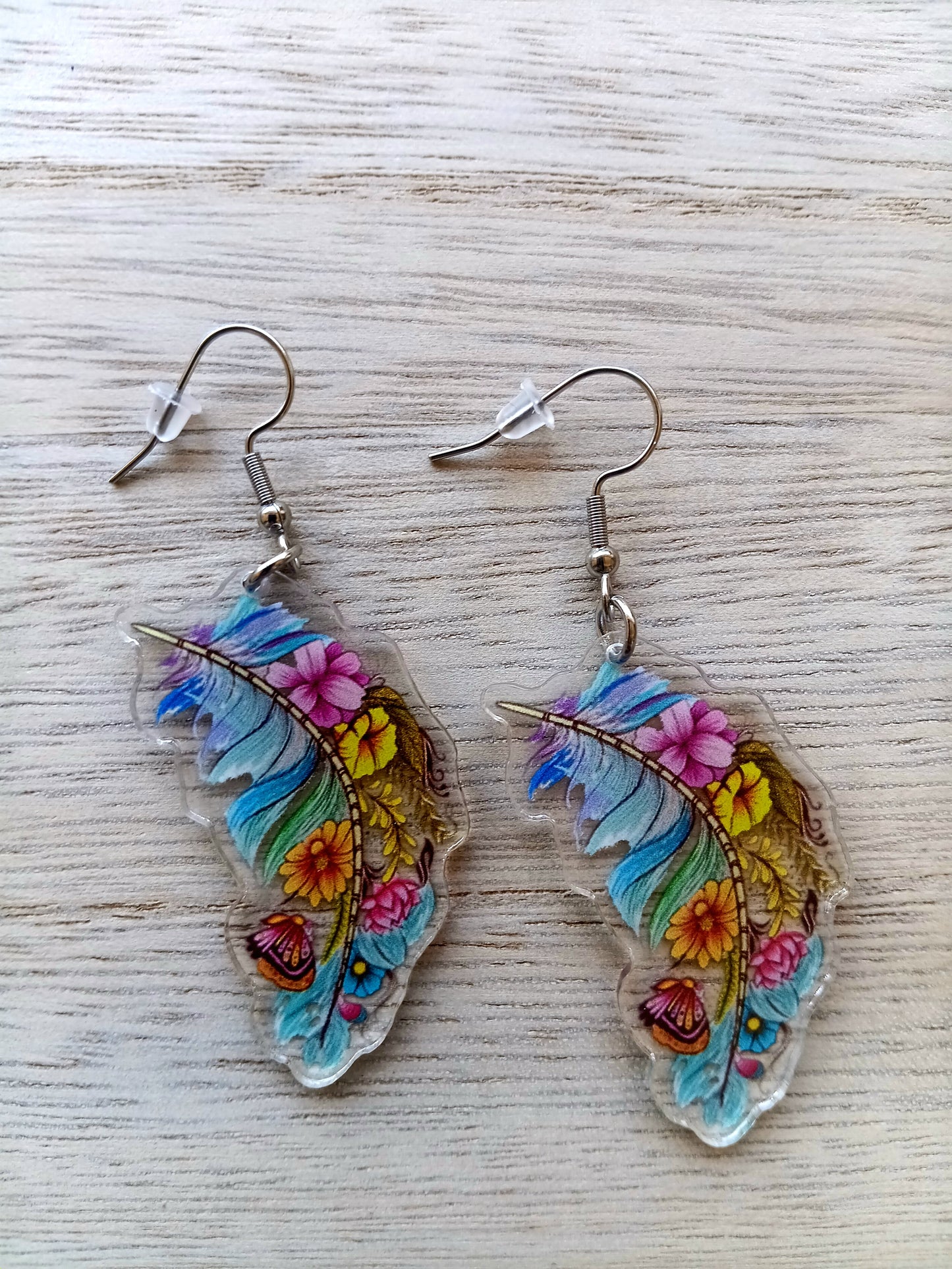 Gorgeous Bohemian Floral Feather Earrings