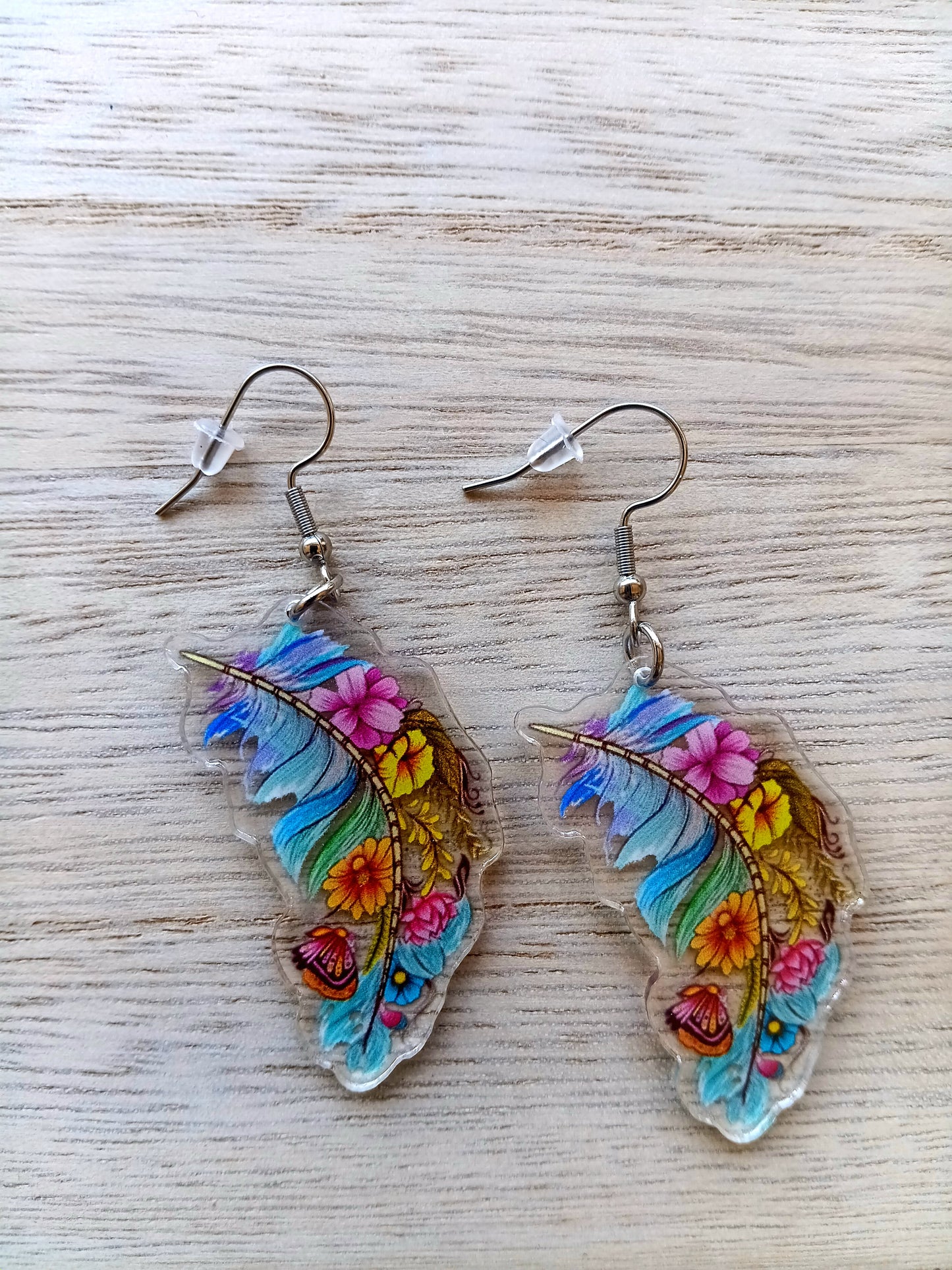 Gorgeous Bohemian Floral Feather Earrings