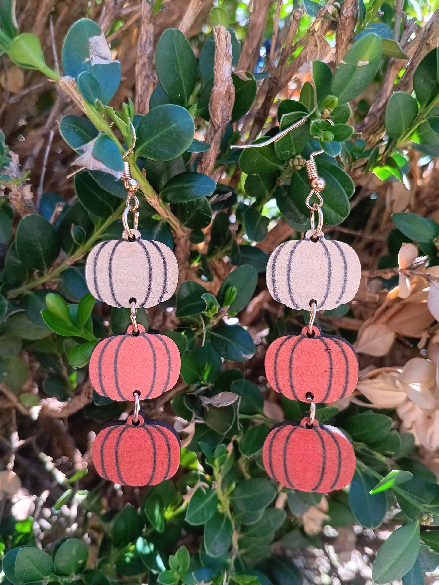 Beautiful Fall and Autumn Wooden Pumpkin Earrings