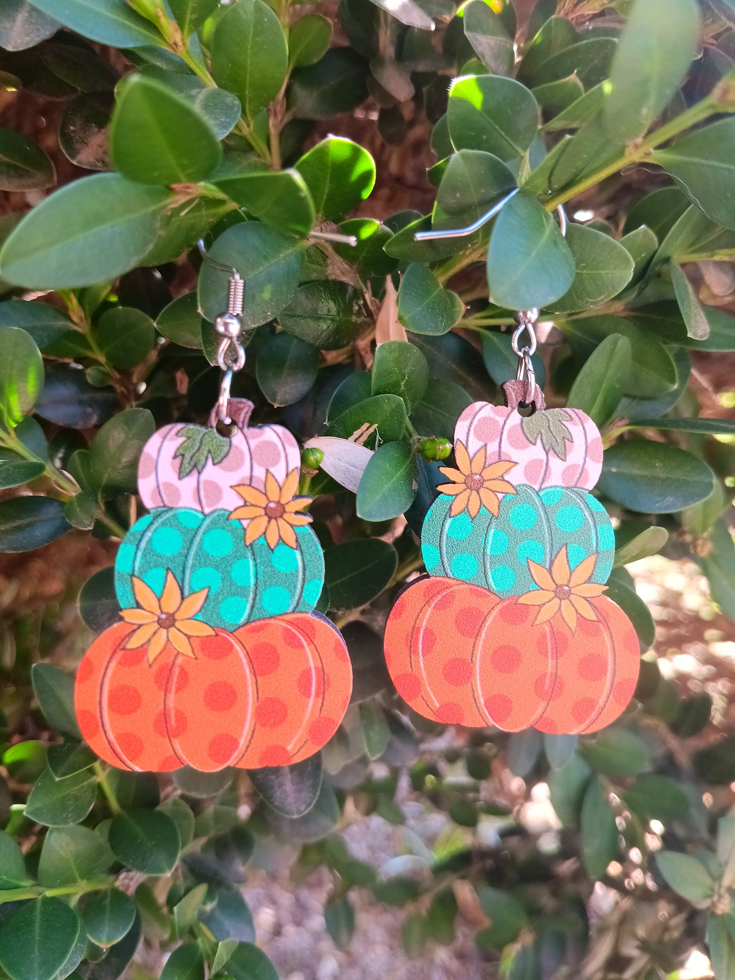 Southern Style polka dot Fall Pumpkin Earrings