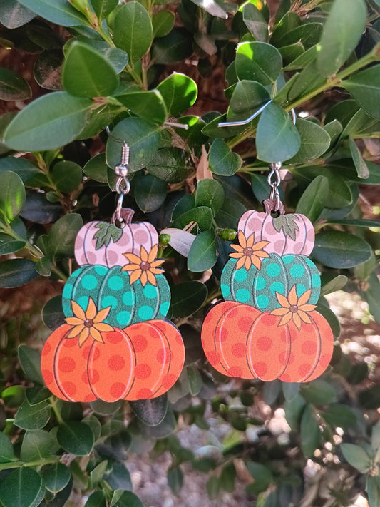 Southern Style polka dot Fall Pumpkin Earrings