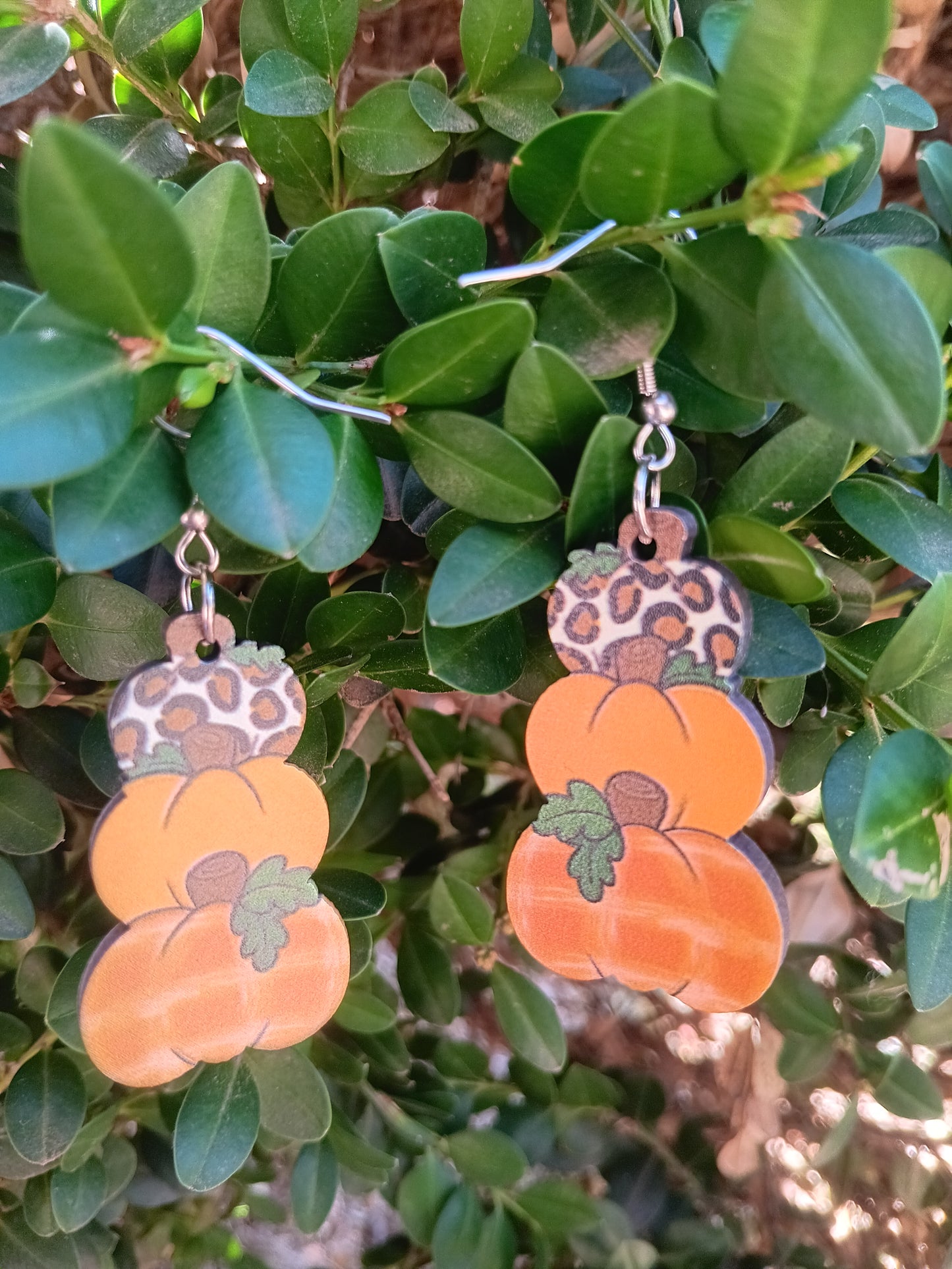 Adorable Orange/Yellow Animal Print Fall Pumpkin Earrings