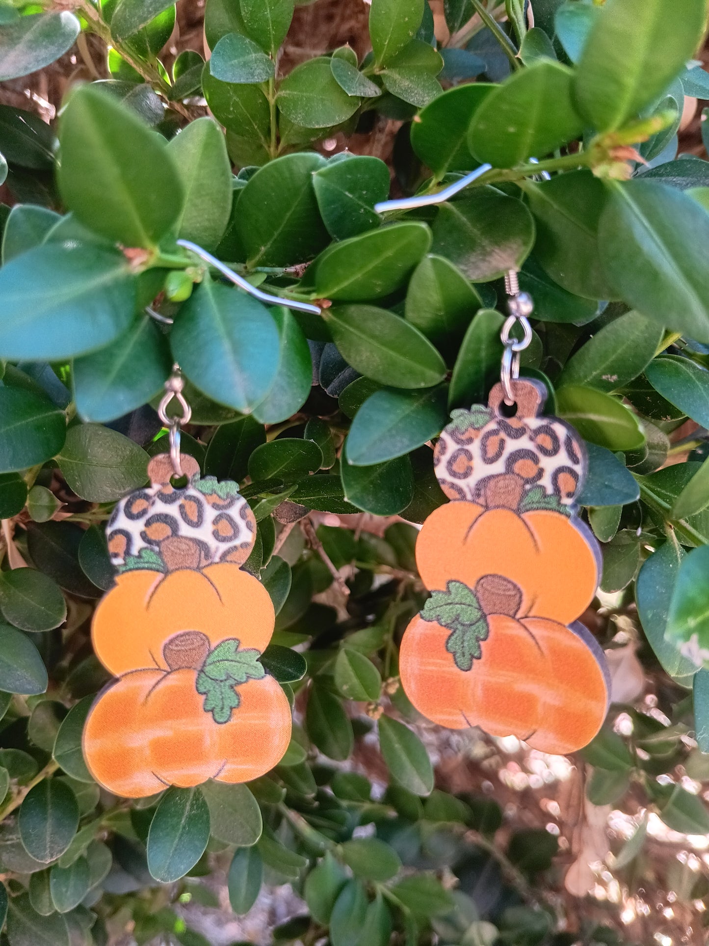 Adorable Orange/Yellow Animal Print Fall Pumpkin Earrings