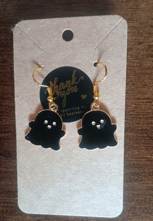 Cute Black handmade Ghost Earrings