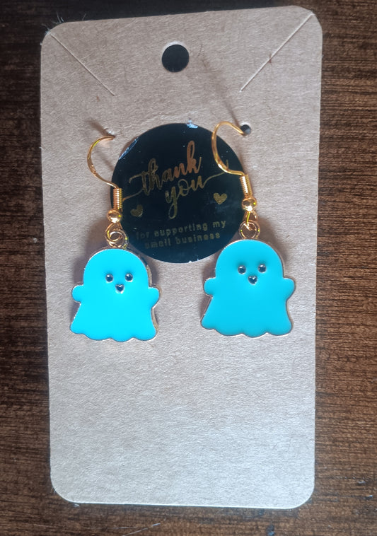 Cute Teal Blue handmade Ghost Earrings