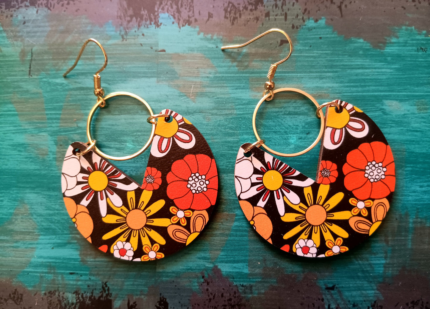 Gorgeous Fall Geometric Floral Earrings