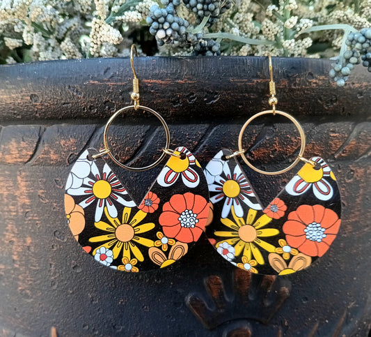 Gorgeous Fall Geometric Floral Earrings