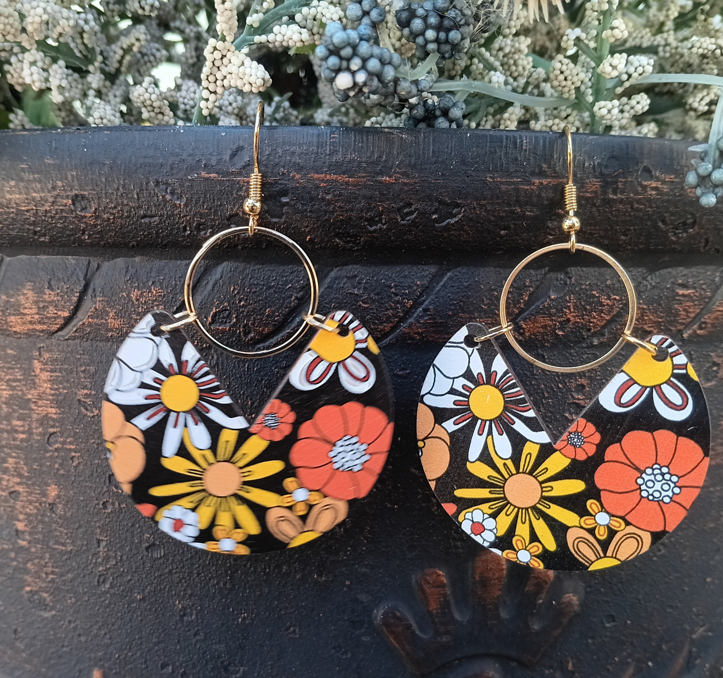 Gorgeous Fall Geometric Floral Earrings