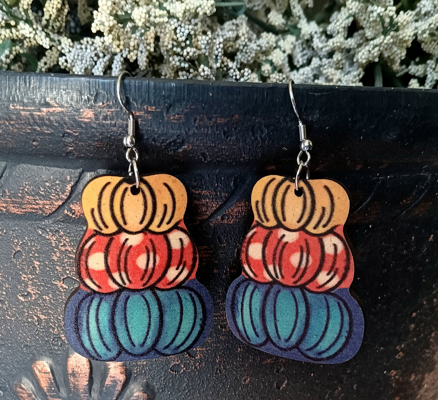 Adorable Colorful Boho Fall Pumpkin Earrings