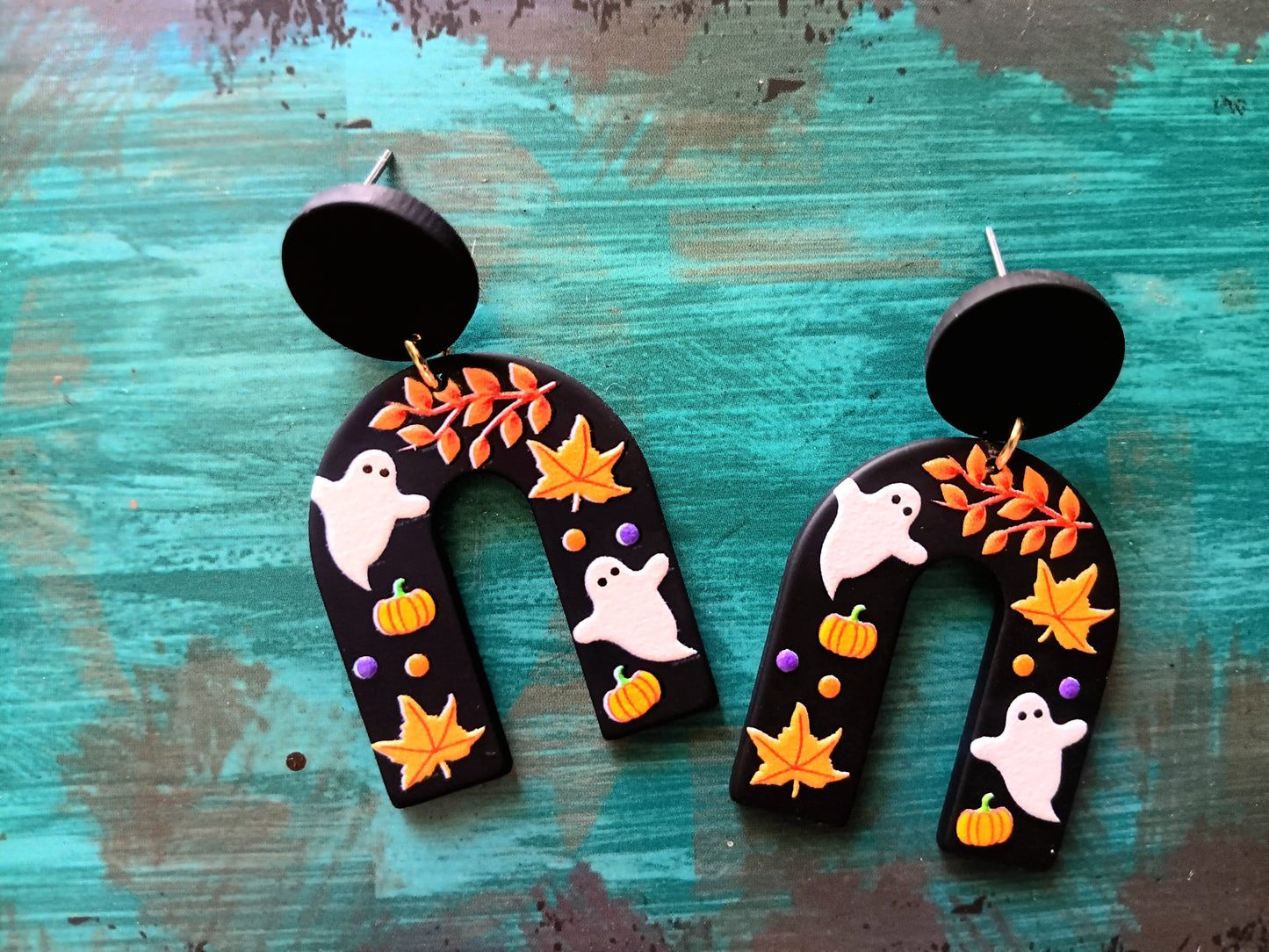 Cute Dangle Fall Pumpkin Ghost Stud Earrings