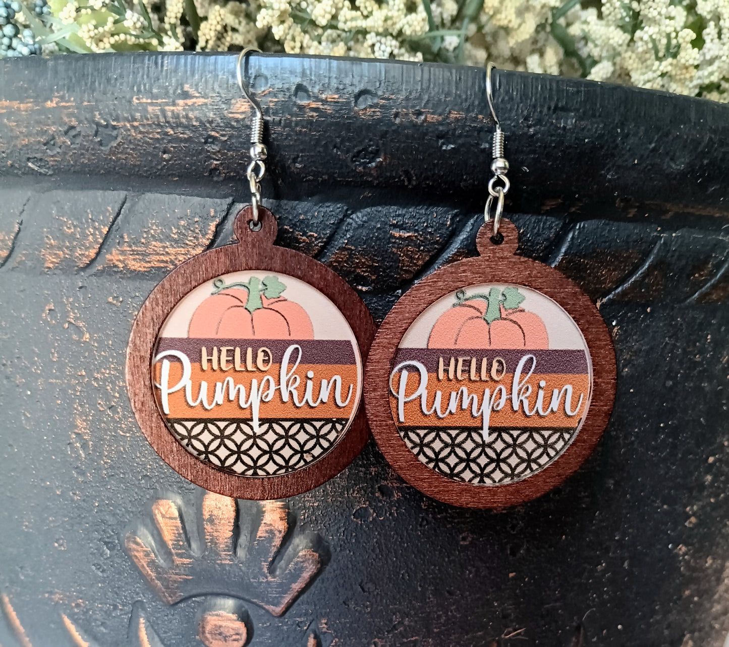 Adorable Hello Pumpkin Fall Earrings