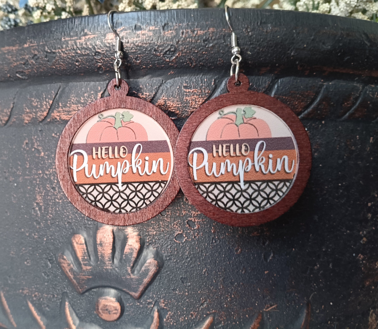 Adorable Hello Pumpkin Fall Earrings