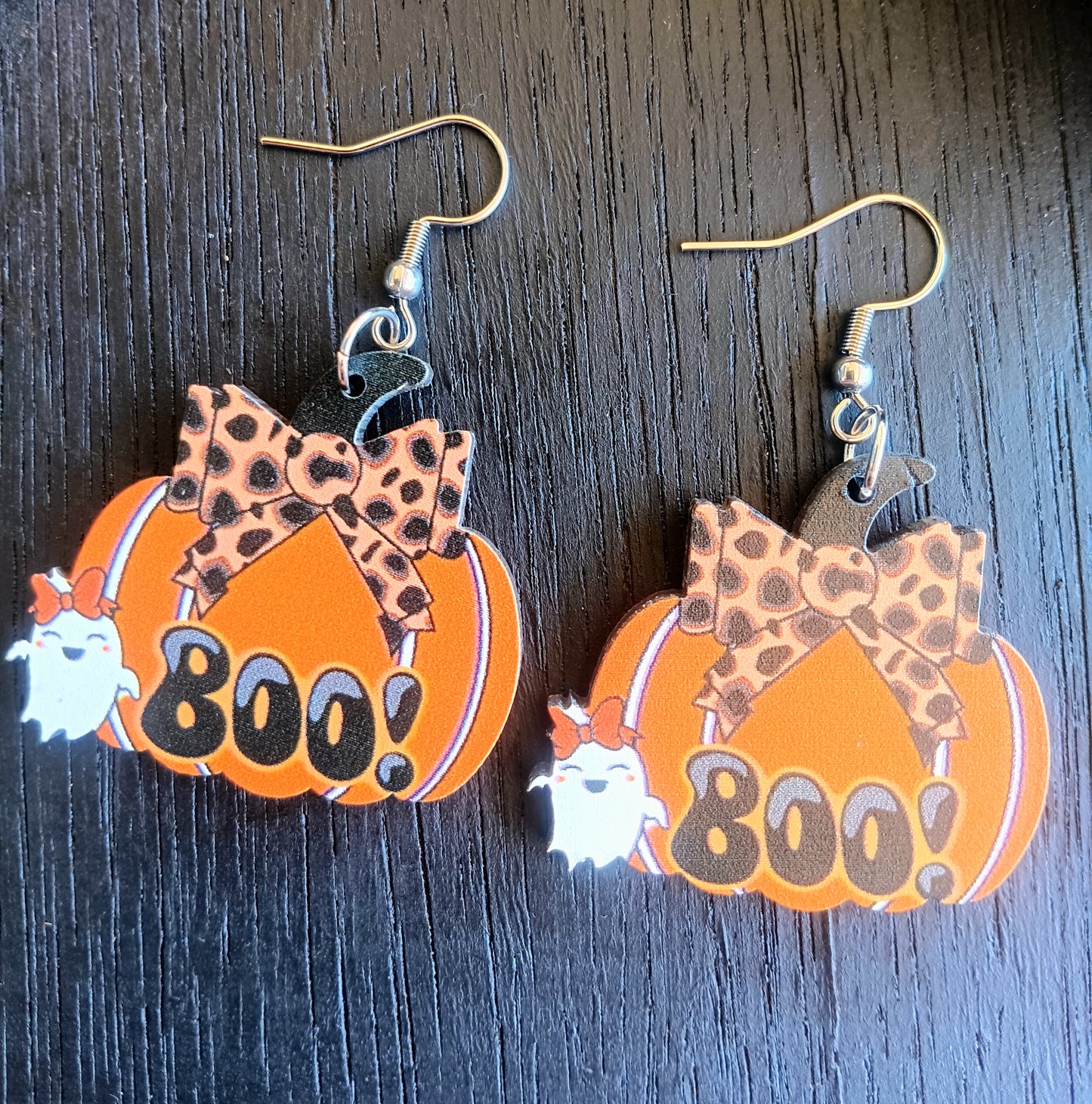 Cute Ghosty Bow Pumpkin Boo Earrings