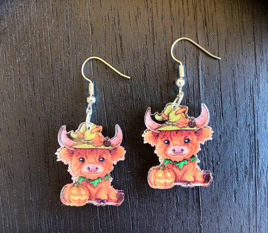 Adorable Fall Halloween Cow Earrings