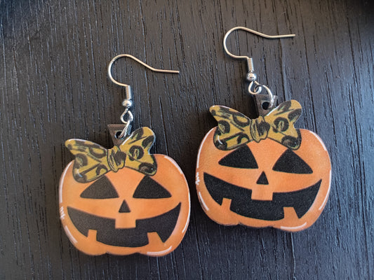 Cute Carved Pumpkin Earrings