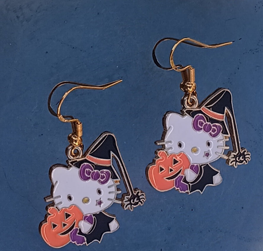 Cute n Spooky Halloween Kitty Earrings (Variations Available)