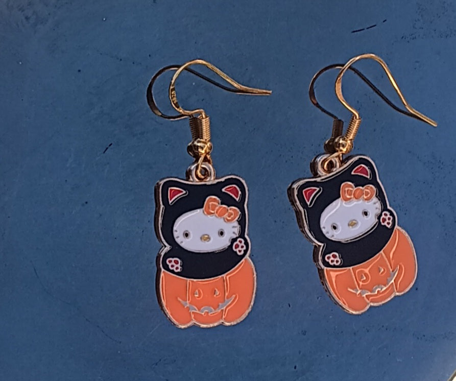 Cute n Spooky Halloween Kitty Earrings (Variations Available)