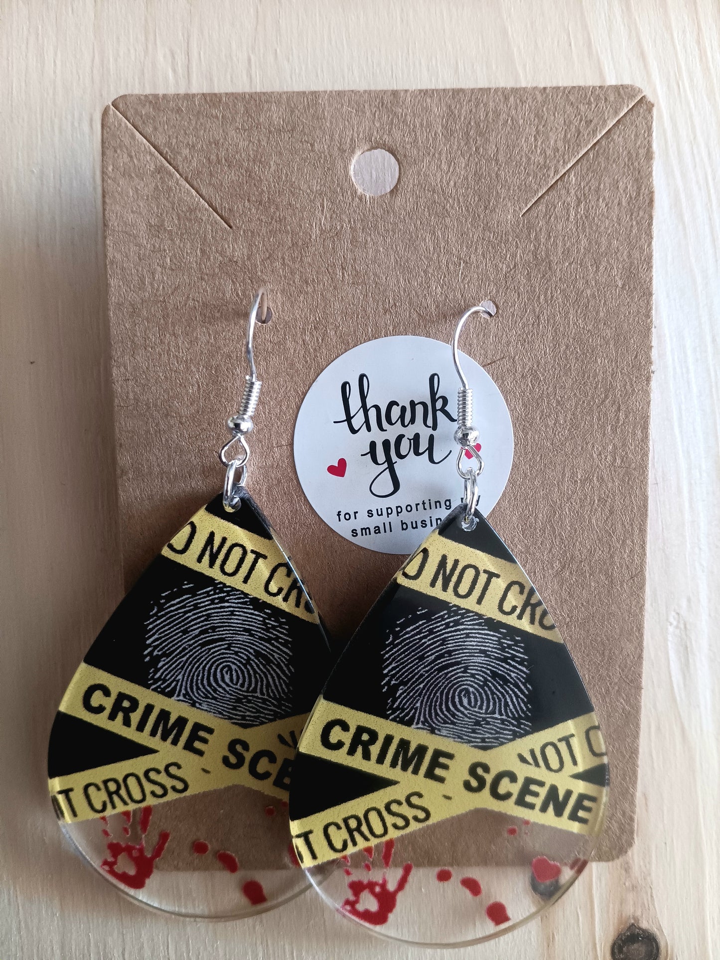 Creepy Crime Scene Halloween Earrings - Thumbprint