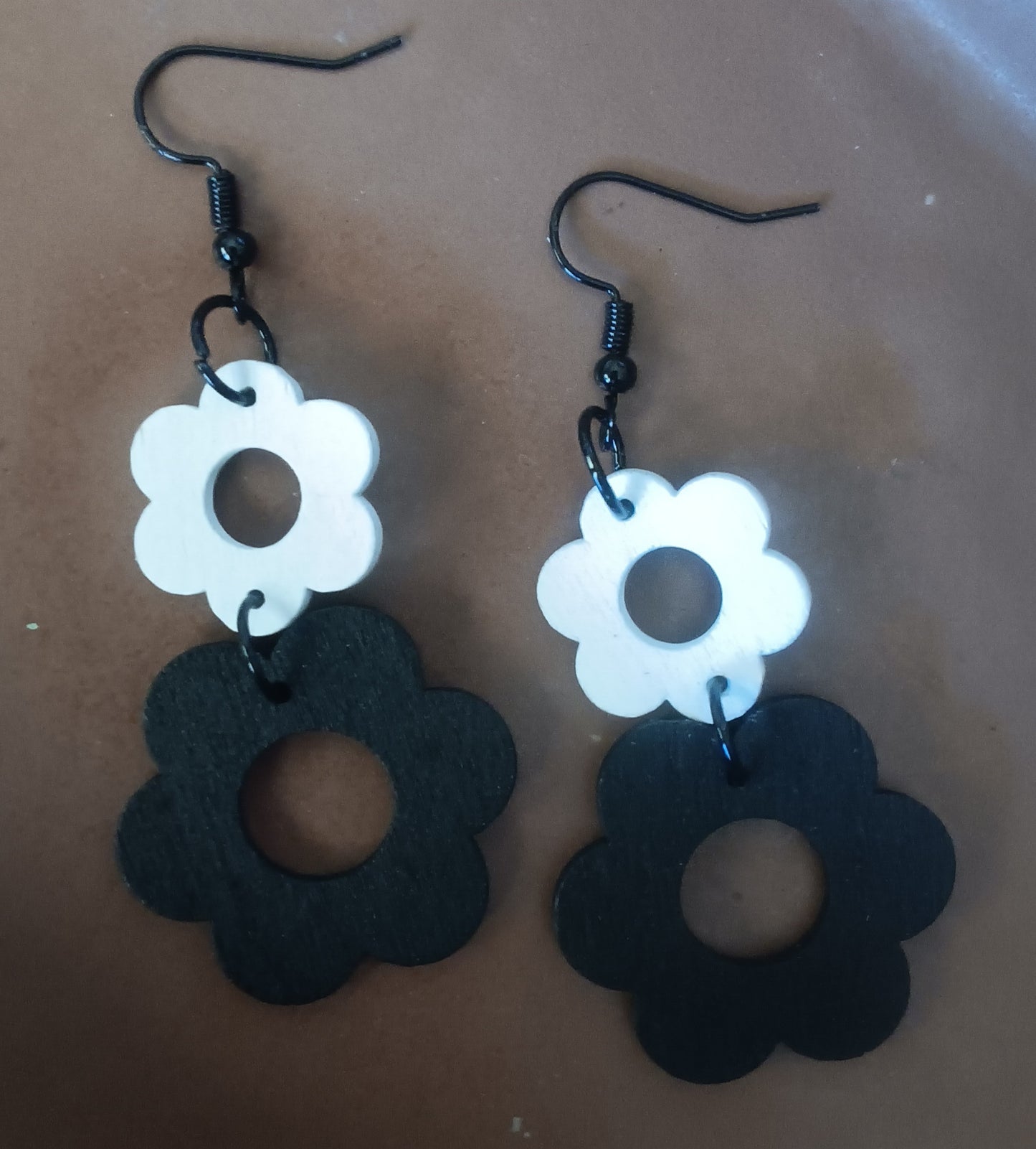 Beautiful Bohemian Black & White Flower Earrings