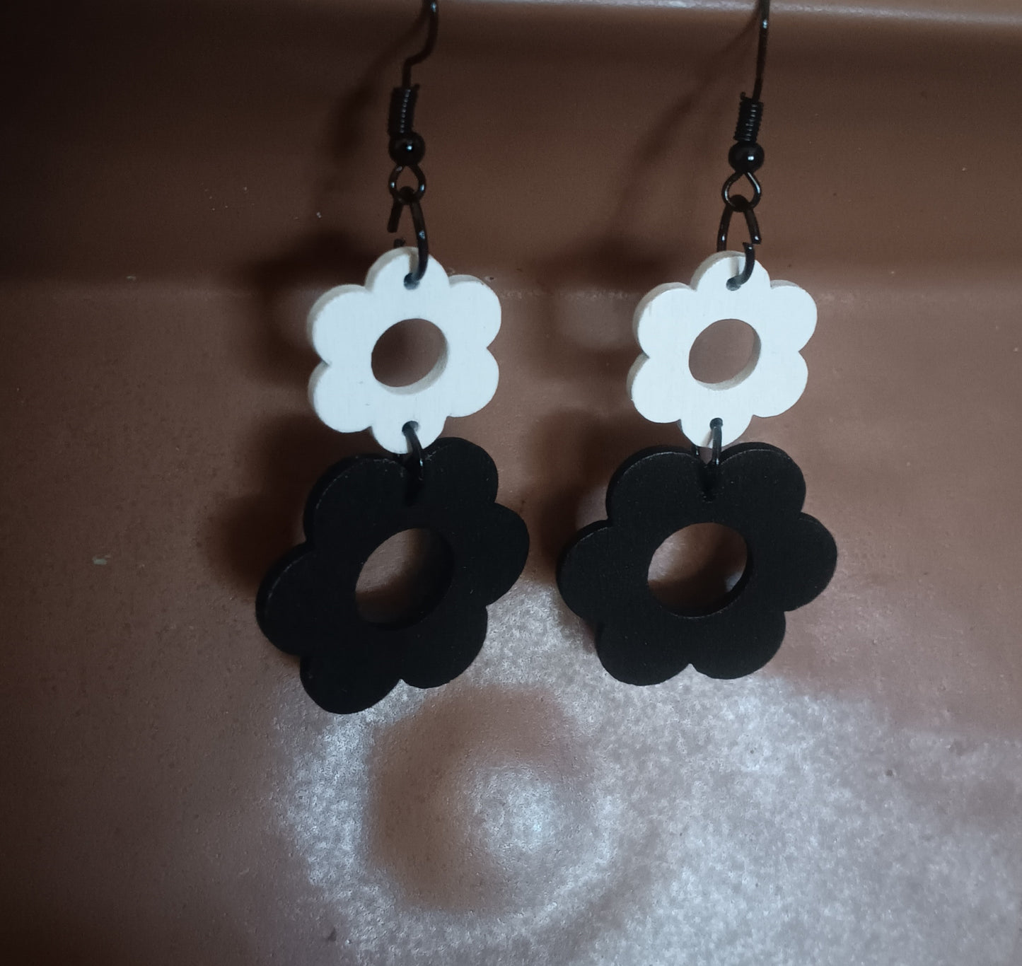 Beautiful Bohemian Black & White Flower Earrings