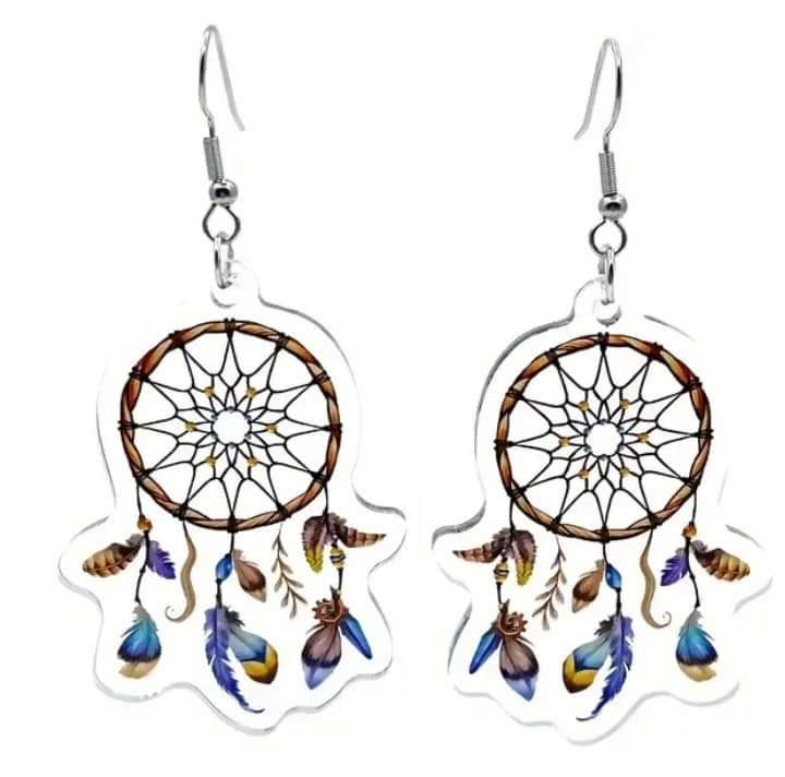 Gorgeous Bohemian Feather Dreamcatcher Earrings