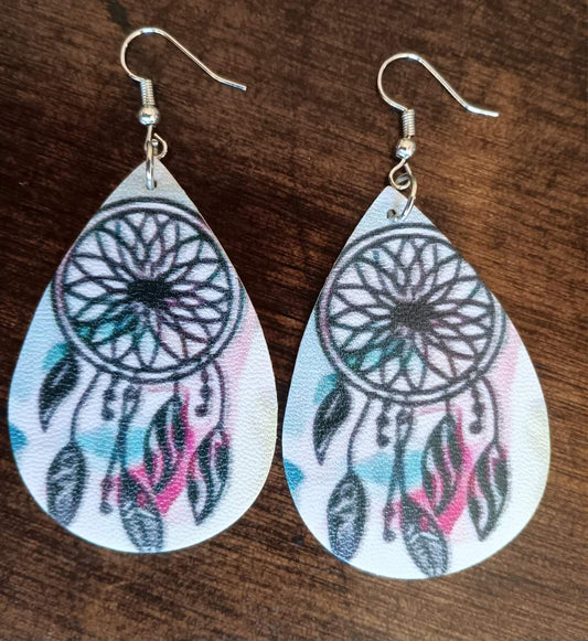 Beautiful Colorful Dreamcatchers PU Leather Earrings