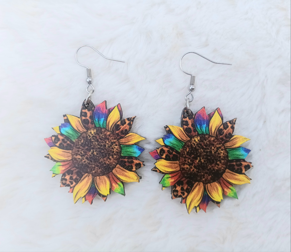 Colorful Bohemian Sunflower Earrings