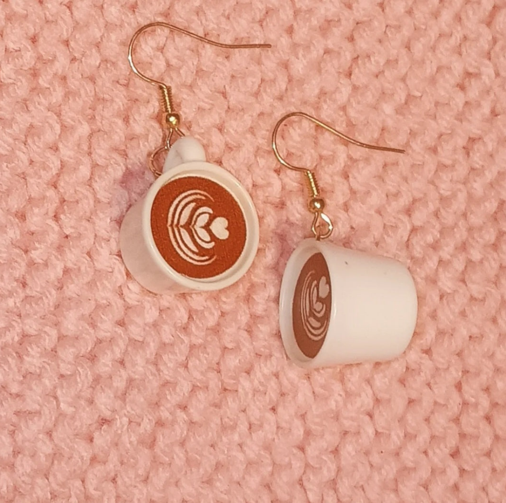 Adorable Heart Coffee Cup Earrings