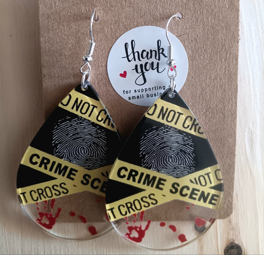 Creepy Crime Scene Halloween Earrings - Thumbprint