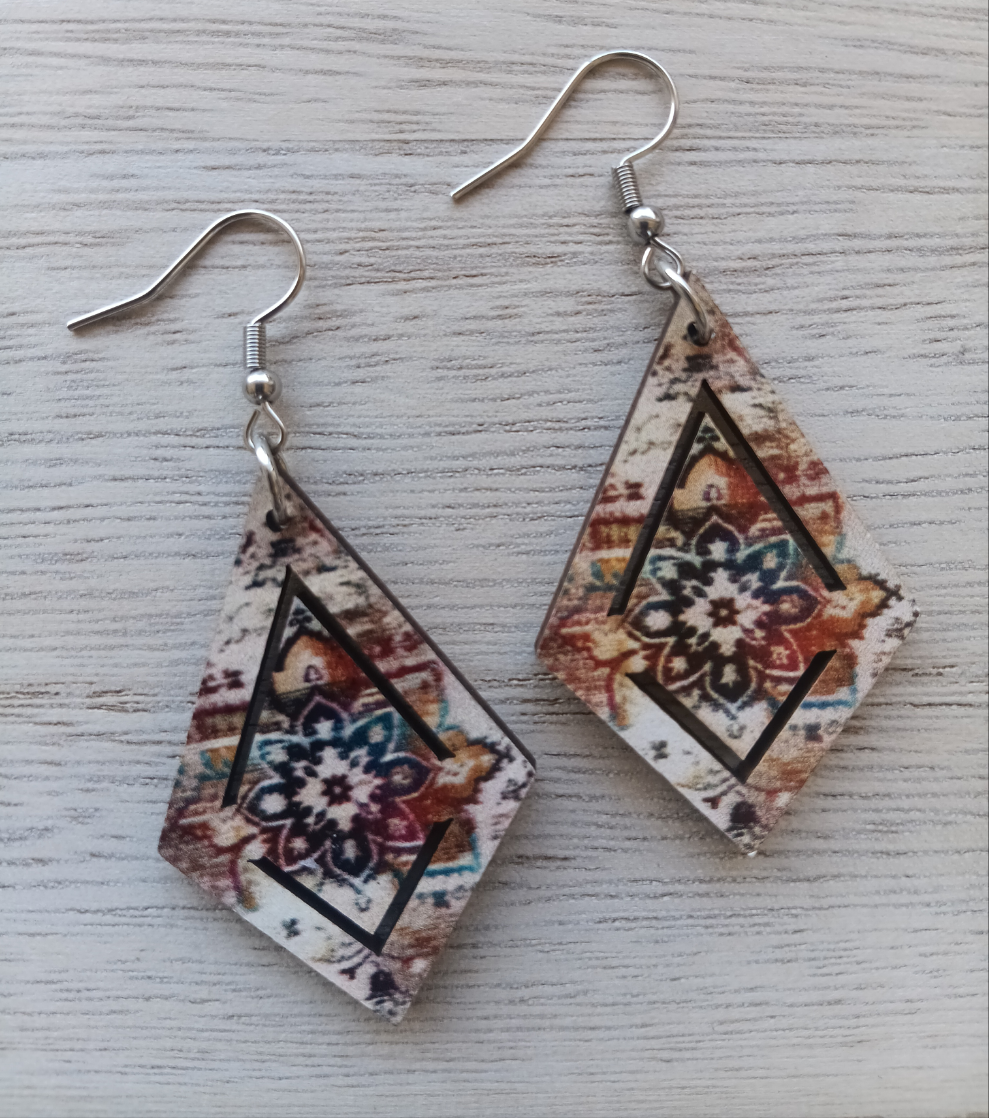 Rustic Fall Vintage Floral Design Earrings