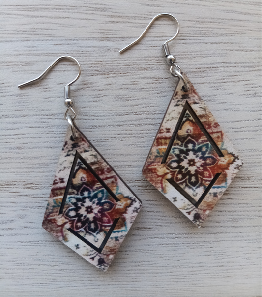 Rustic Fall Vintage Floral Design Earrings