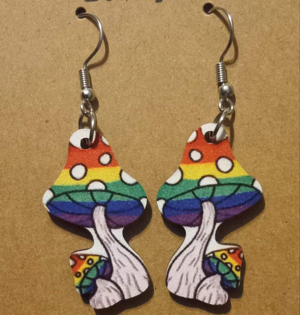 Fun Bohemian Rainbow Mushroom Earrings