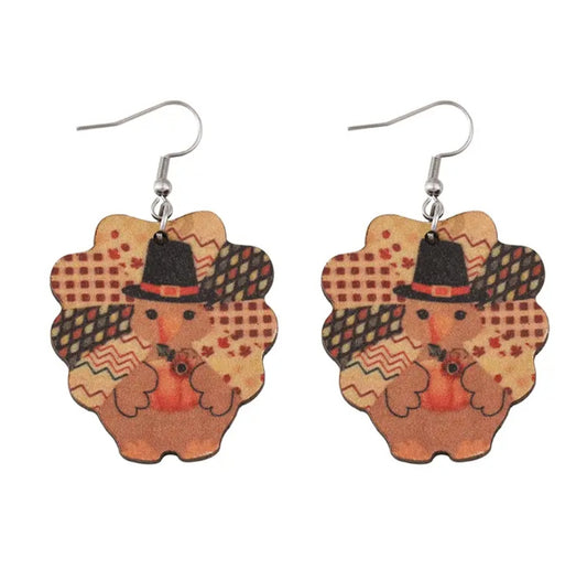 Cute Little Thanksgiving Turkey Earrings