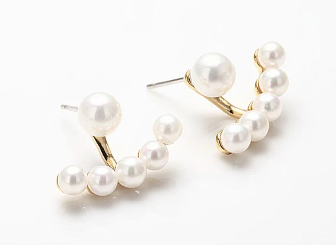 Elegant Pearl Huggie Earrings